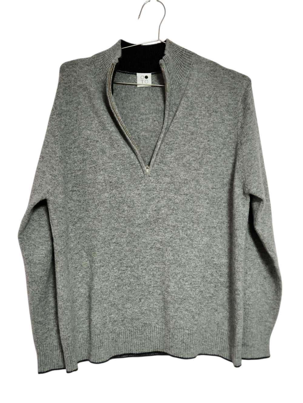 Men's OO-TO Cashmere Grey Quarter-Zip Sweater - Minimalist Knit